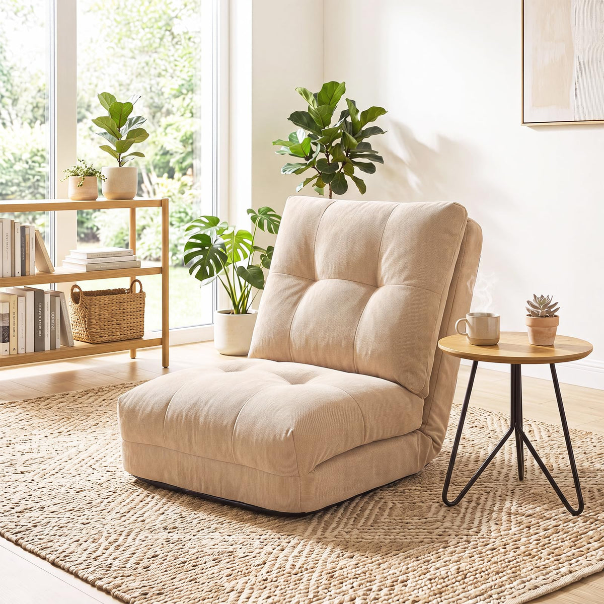 5-Level Adjustable Floor Chair with Back Support & Padded Cushions for Reading