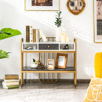 Giantex Faux Marble Console Table w/Drawer & Storage Shelf, Elegant Entryway Table