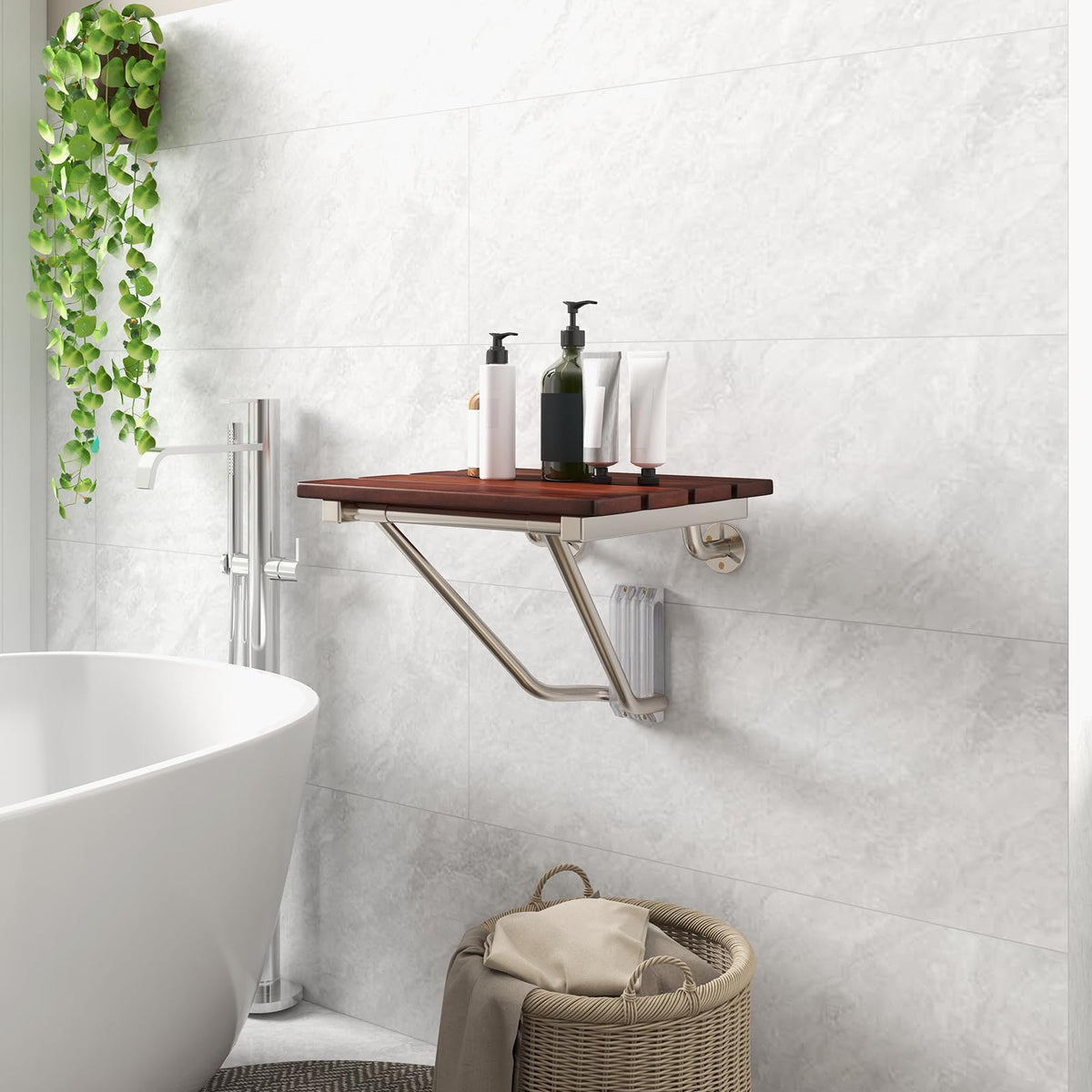 Folding Shower Seat, Wall Mount Shower Chair for Inside Showe