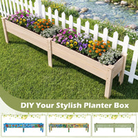 240 x 44 CM Fir Wood Raised Garden Bed with Legs, Drainage Holes for Vegetables Flowers Herbs