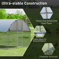 Large Metal Chicken Coop, Galvanized Walk in Poultry Cage with Waterproof and Sun-Protective Cover