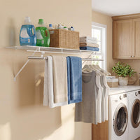 122 x 30 cm Wall‑Mounted Closet Shelf with Hanging Rod