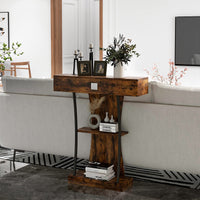 Giantex T-Shaped Console Table for Small Space, Behind Couch Table with Drawer