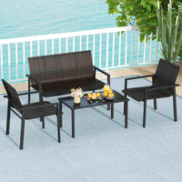 4 Pieces Patio Furniture Set for Small Space Balcony Poolside