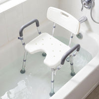 Height-adjustable hower Chair with Backrest and Padded Armrests