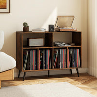 3-Tier Record Player Stand with Vinyl Storage Shelves and 5 Metal Legs for Living Room