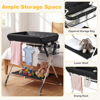 Baby Changing Table, Foldable Diaper Changing Station w/Storage Bag & Shelf