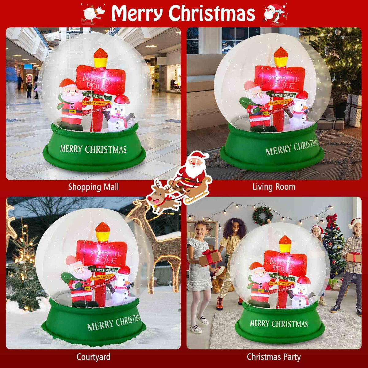 126CM Christmas Inflatable Snow Globe with LEDs & Air Blower