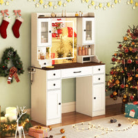Giantex Vanity Desk with Mirror & Lights, Modern Dressing Table