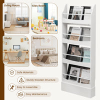 4-Tier Kids Bookcase with 2 Anti-Tipping Kits & Guardrails