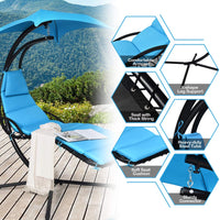 Hanging Lounger Chair with Canopy & Cushion Built-in Pillow