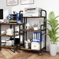 3-Tier Rolling Printer Stand, Home Office Large Printer Cart w/Storage Shelves