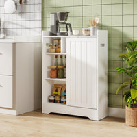 Bathroom Storage Cabinet Slim Floor Cabinet with Toilet Paper Holders Brush Compartment