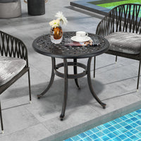 Cast Aluminum Patio Table, 60 CM Outdoor Round Side Table