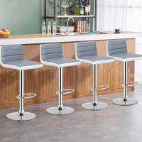 Giantex 2PC Gray & White Bar Stools, Modern Swivel Barstools, Adjustable Height, Gas Lift, PU Leather Seat