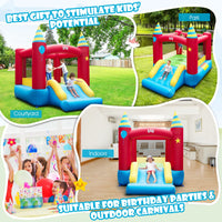 Inflatable Bounce House, Kids Bouncy Castle with Stakes, Carry Bag, Repair Kit, for Boys Girls 3-10 Years (Without Blower)