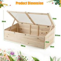 100 x 50 cm Wooden Garden Portable Greenhouse, Cold Frame Raised Planter Box w/Transparent PVC Top Cover