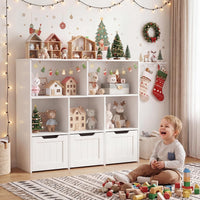 Kids Toy Storage Organizer, Children Bookshelf Toy Chest Box w/3 Movable Drawers