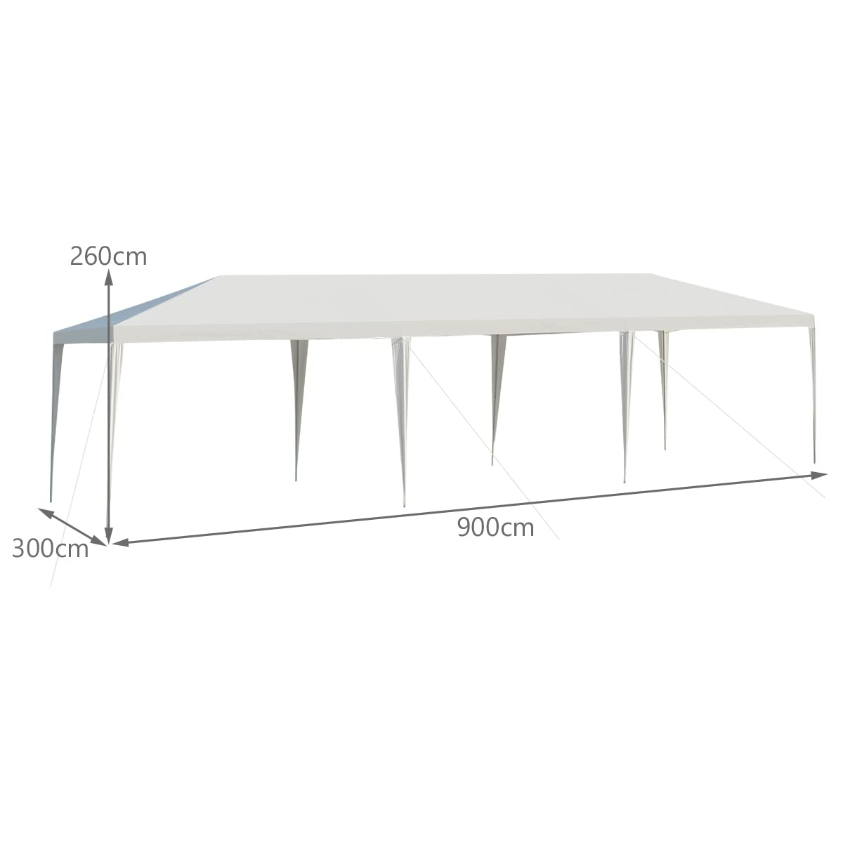 3m x 9m Outdoor Waterproof Gazebo Canopy Pavilion Heavy Duty Large Tent W/Strong Connection Stakes Ropes for Party Wedding Events Beach BBQ Easy Assemble