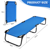 Portable Folding Camping Cot, 75" Outdoor Fabric Sleeping Cot with Sturdy Metal Frame & Non-Slip Feet,