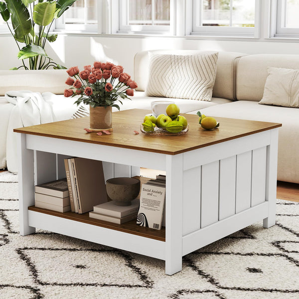 Square Cocktail Table with Storage Shelf