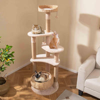 164cm Cattail Cat Tower, 6-Layer Cat Activity Center