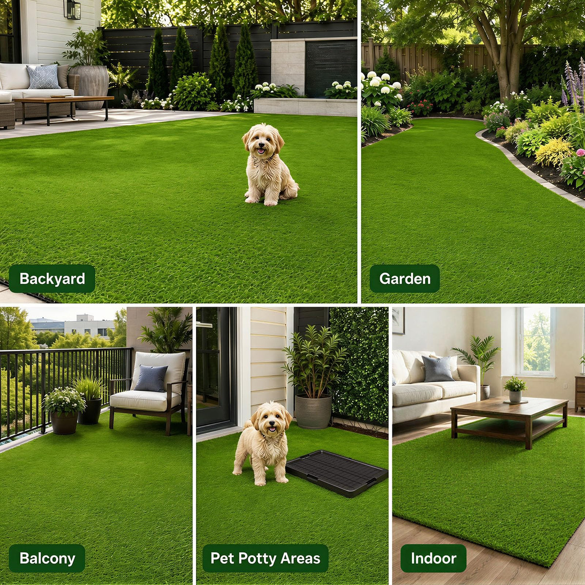 Artificial Grass Rug, 5 x 1M Synthetic Turf Roll w/20 mm Pile Height