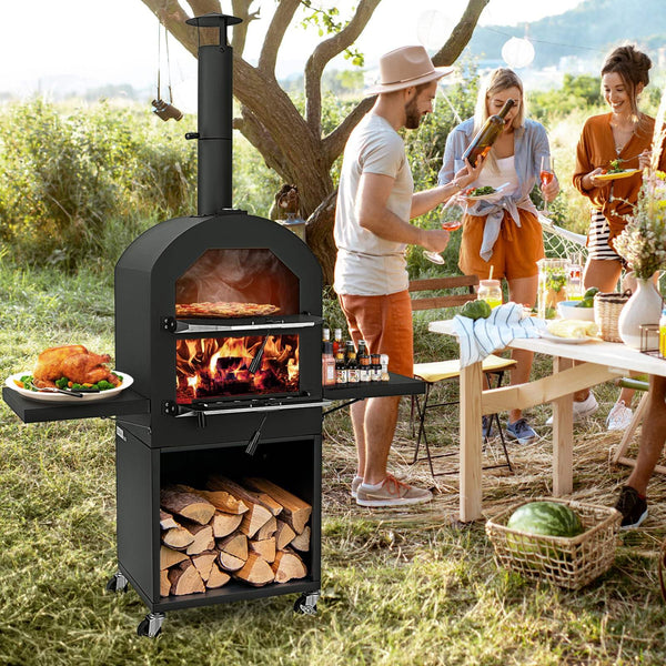 Outdoor Wood Fired Pizza Pizza Oven with Protective Cover for BBQ
