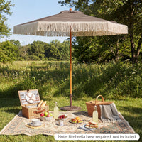 2.1m Patio Umbrella with Fringe Sun-Protective Polyester Canopy