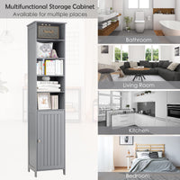 Giantex 182cm Bathroom Storage Cabinet, Wooden Bathroom, Freestanding Narrow Storage Cabinet