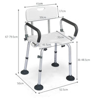 Non-Slip Shower Chair with Shower Buckle and U-Shaped Cutout