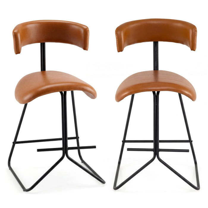 Giantex Modern Counter Height Stools Set of 2, Faux Leather Upholstered Armless Barstools