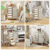 Giantex 15-Drawer Rolling Cart with Pegboard & Metal Frame