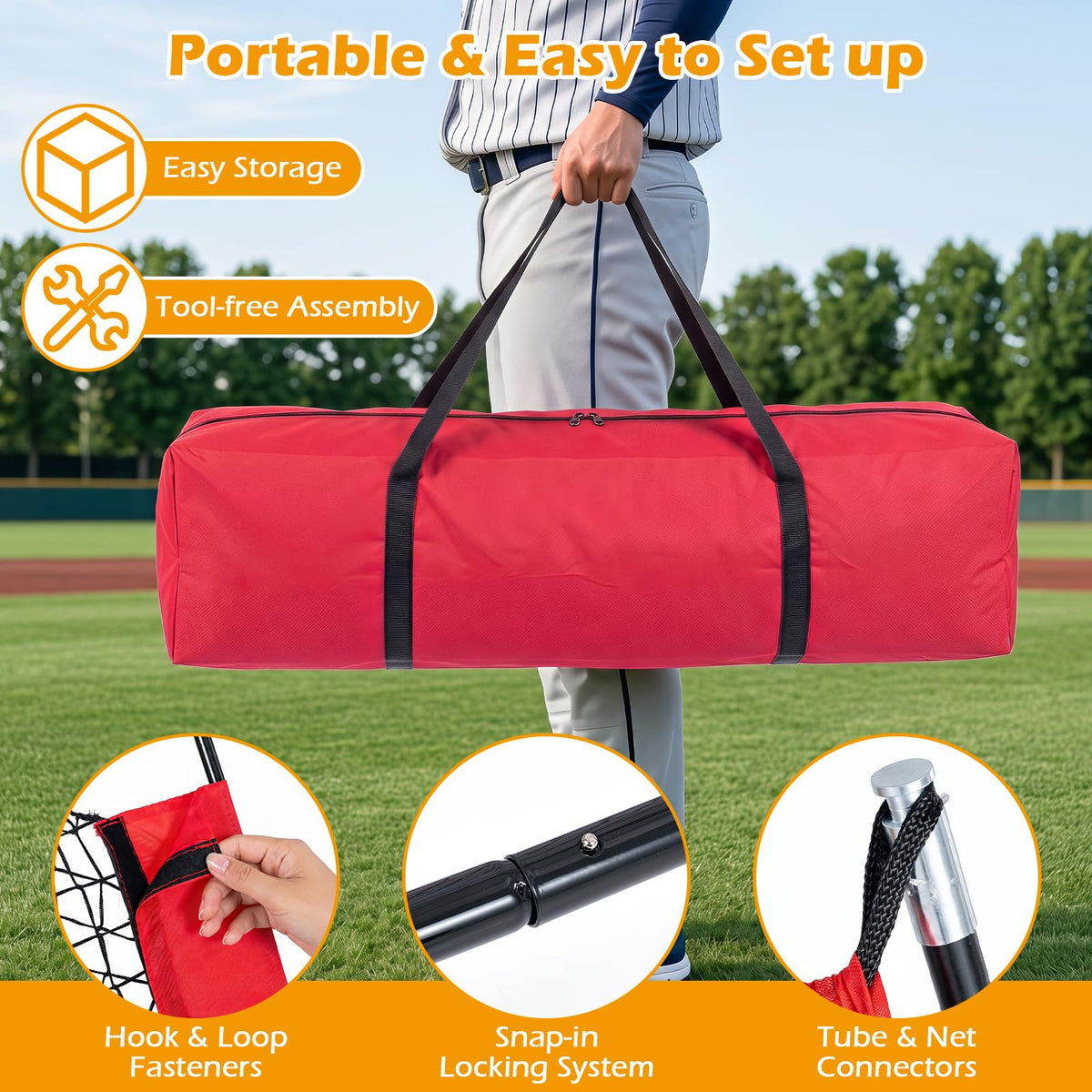 7x7.4FT Exatra Large Baseball Practice Net, Softball Pitching Net