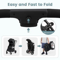 2-in-1 Foldable Baby Stroller with Reversible Seat and Adjustable Backrest