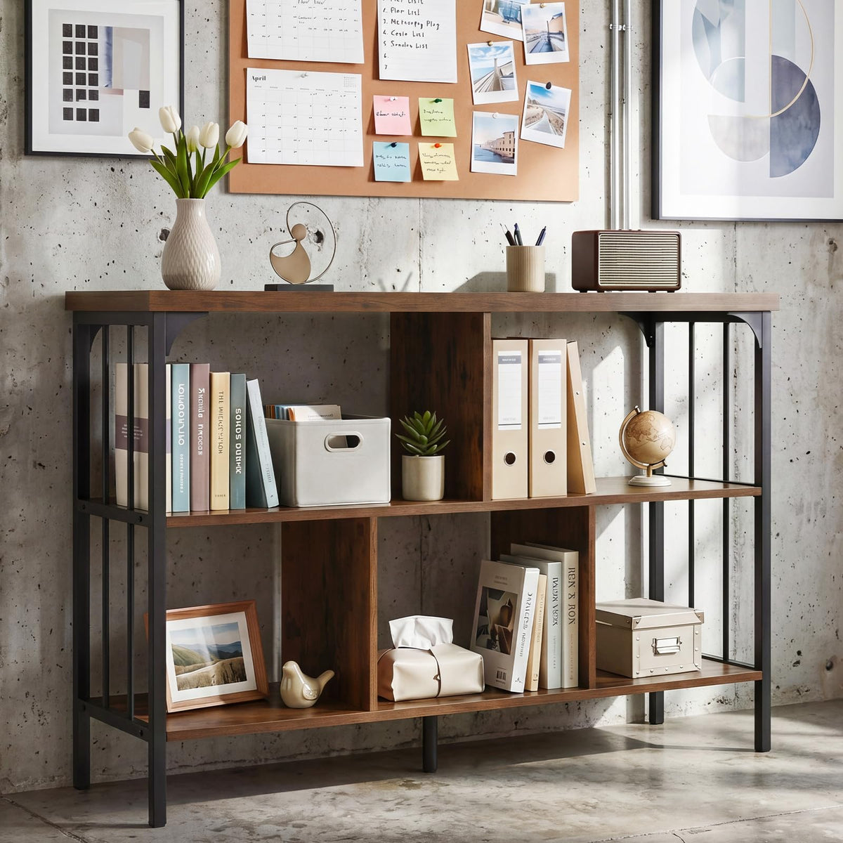 3-Tier Bookshelf with Anti Tipping Kits and Metal Frame for Home Office
