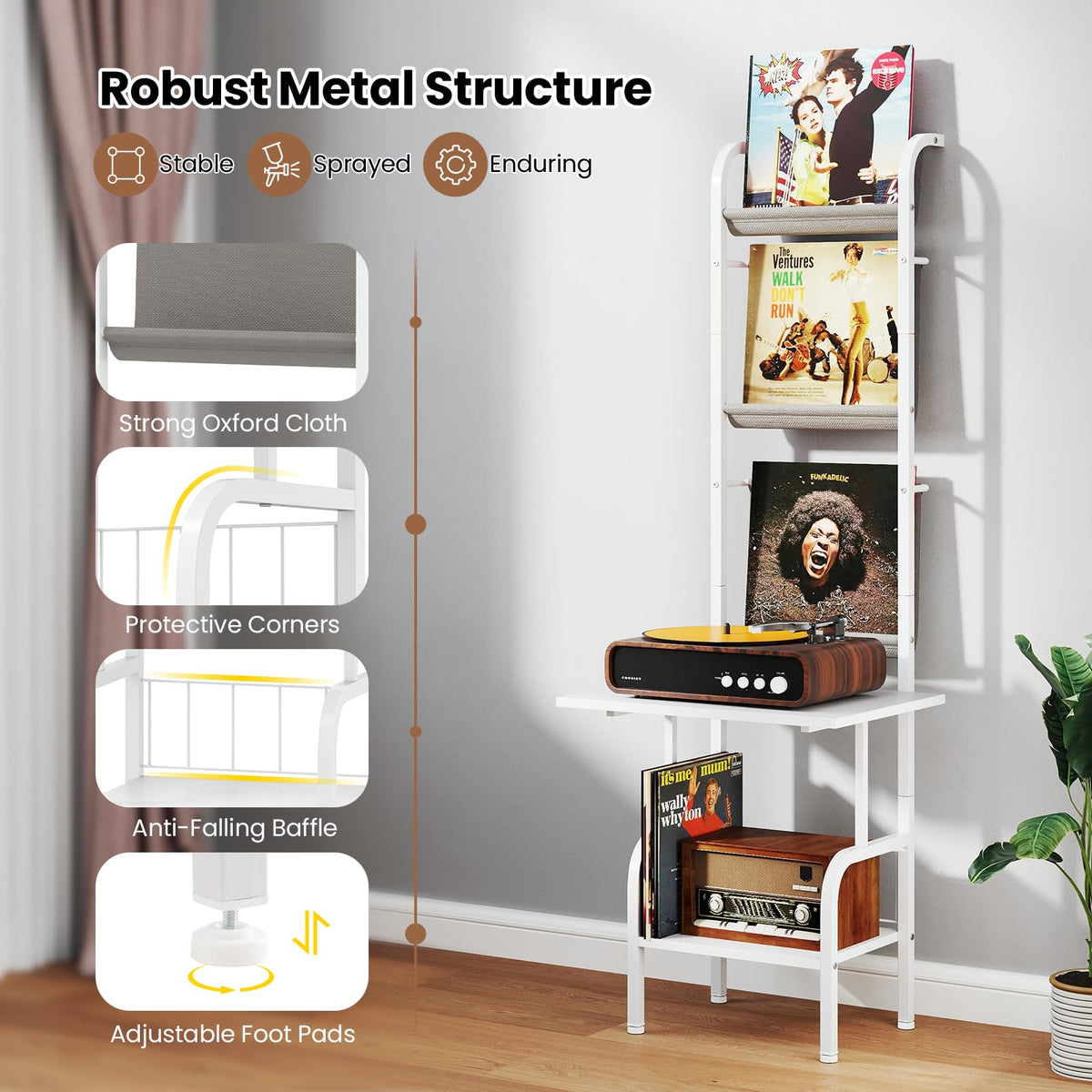 Giantex Record Player Stand with Vinyl Storage, 5-Tier Tall Turntable Stand