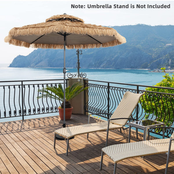 2 Tier Hula Thatched Patio Tiki Umbrella with 8 Ribs for Beach