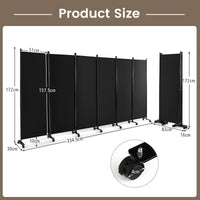 Giantex 6-Panel Folding Room Divider, 1.72m Rolling Privacy Screen with Lockable Wheels