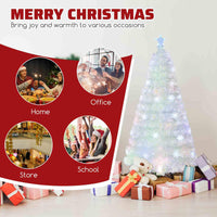 150/180/210cm Pre-Lit Fiber Optic Christmas Tree with Iridescent Leaves