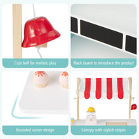 Kids Pretend Play Grocery Store, Wooden Ice Cream Cart Toy Set