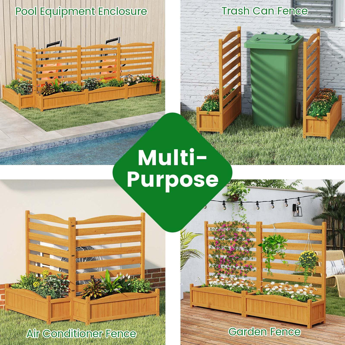 Air Conditioner Fence with Planter Box and No-Dig Kit