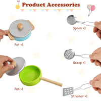 Kids Pretend Kitchen Play Set, Children Cooking Role Play Toy, w/ Sink, Oven, Microwave, Stove, Pots