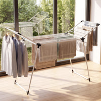 Foldable Laundry Rack with 2 Gullwings and Heavy Duty Metal Frame for Laundry Room