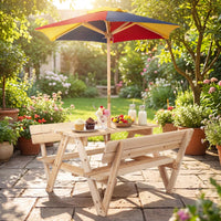 Kids Picnic Table, Toddlers' Outdoor Table w/ 2 Built-in Benches