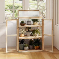Wooden Garden Cold Frame Greenhouse, Portable Outdoor Indoor Cold Frame Kit
