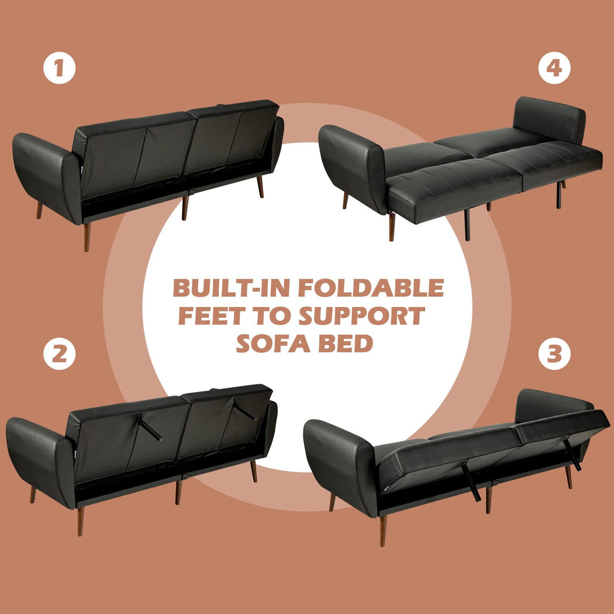 Giantex Sofa Bed, Sofa Futon w/Rubber Wood Legs
