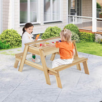 Kids Picnic Table, 4 in 1 Wooden Table & Bench Set with Removable Top & 2 Storage Boxes