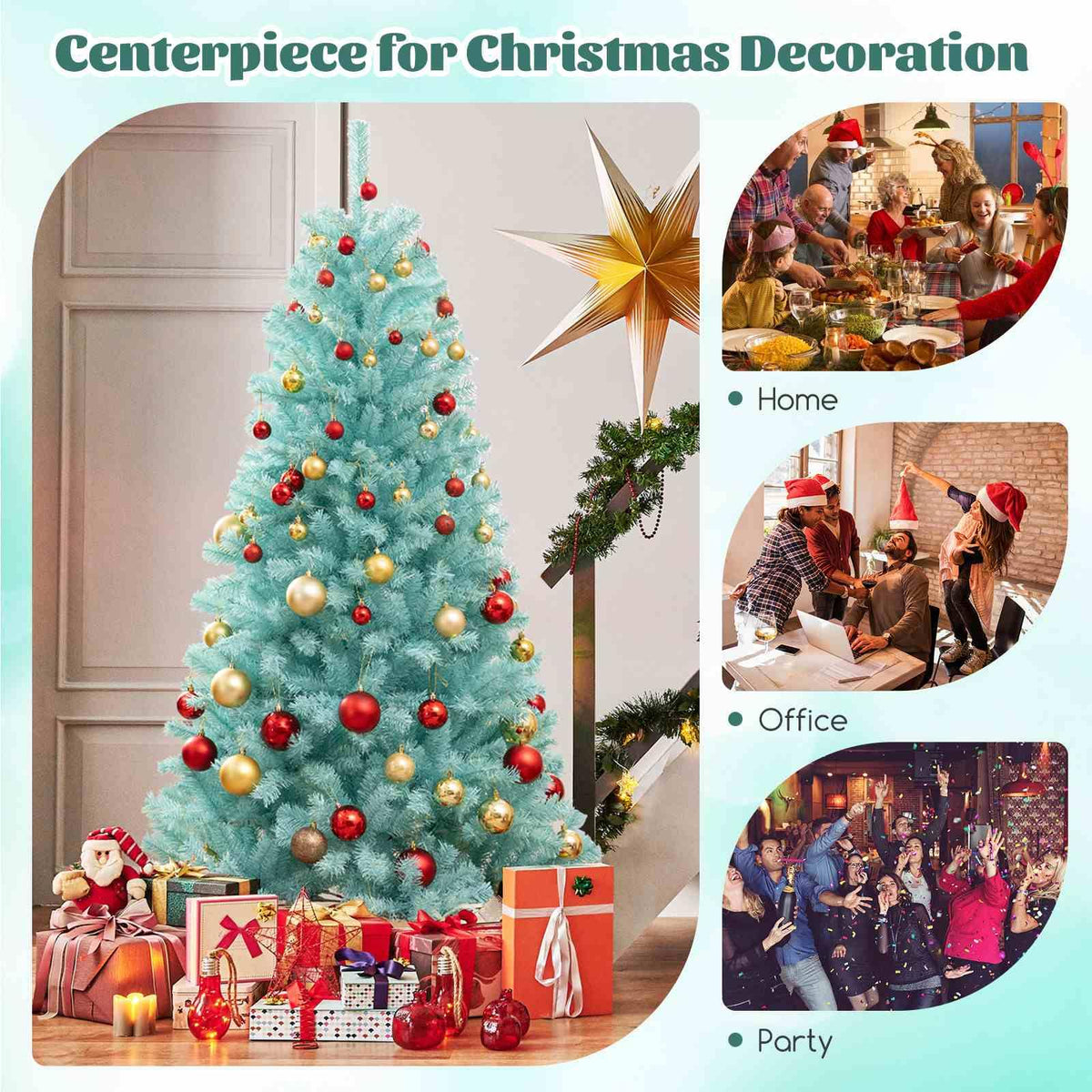 1.8M Blue Artificial Christmas Tree with 758 Lush Branch Tips