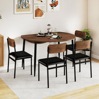 Round Kitchen Table Set w/Drop Leaf Tabletop